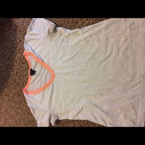 Light blue and coral v-neck t-shirt